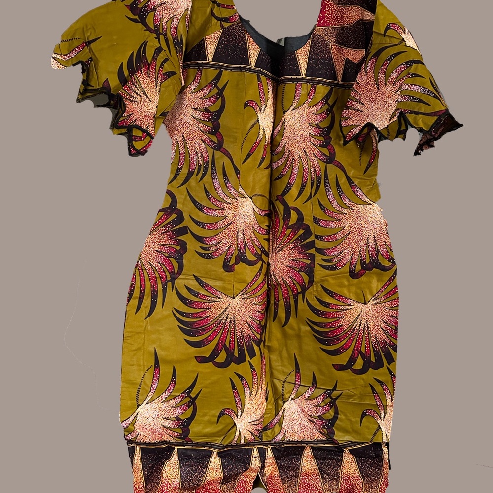 Elegant Multicolor Patterned Handmade African Dress